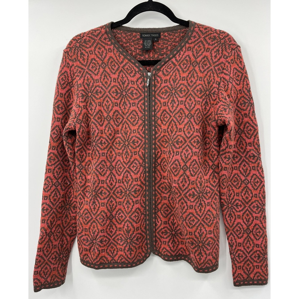 Nomadic Traders Full Zip Cardigan Sweater Size Small Cotton Blend